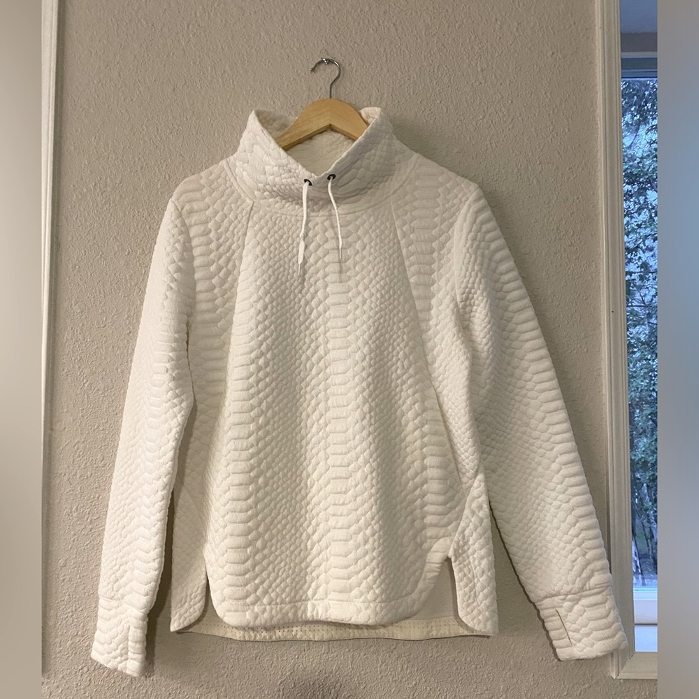 White Boxy Ribbed Sweatshirt